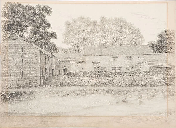 Merton Hall, Appleby, c. 1916 (charcoal & pencil on card)