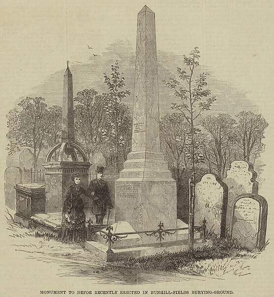 Monument to Defoe recently erected in Bunhill-Fields Burying-Ground (engraving)