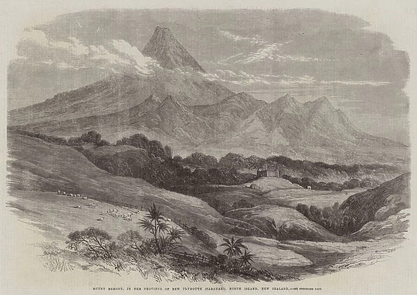 Mount Egmont, in the Province of New Plymouth (Taranaki), North Island, New Zealand (engraving)
