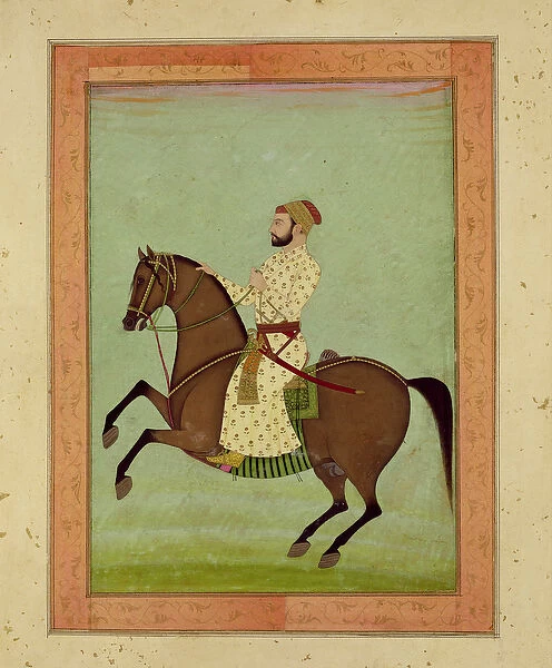 A Mughal Noble on Horseback, c. 1790, from the Large Clive Album