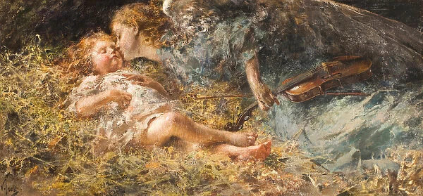 The musician angel Painting by Vincenzo Irolli (1860-1949) 1900 Private Collection