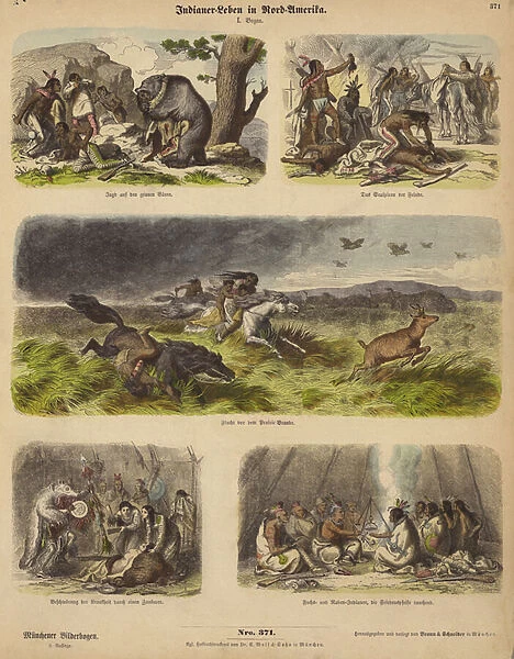 Native Americans (coloured engraving)