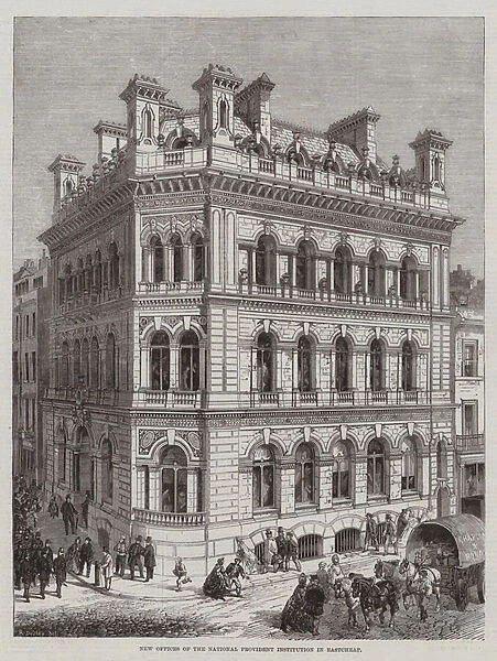 New Offices of the National Provident Institution in Eastcheap (engraving)