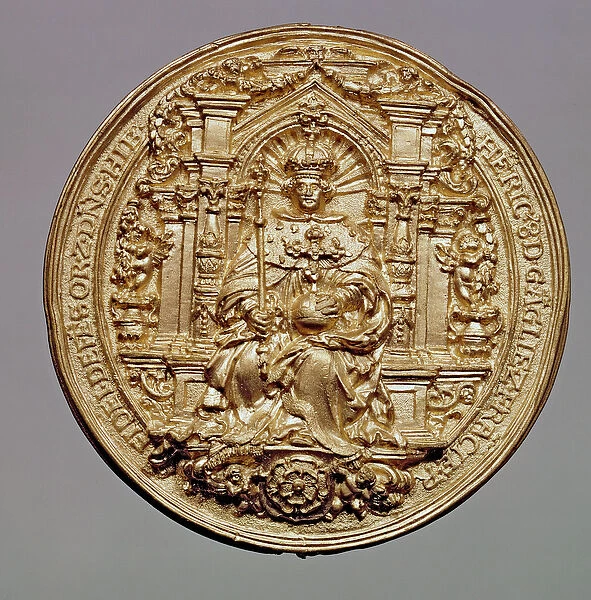 Obverse of the seal of Henry VIII (1491-1547) (gold) (see 181809 for reverse)
