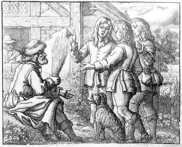 The Old Man and his Sons, illustration from Aesops Fables, 1666 (etching)