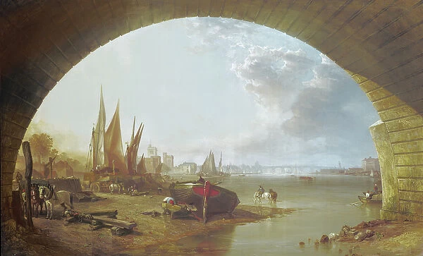 Old Vauxhall Bridge, London (oil on canvas)