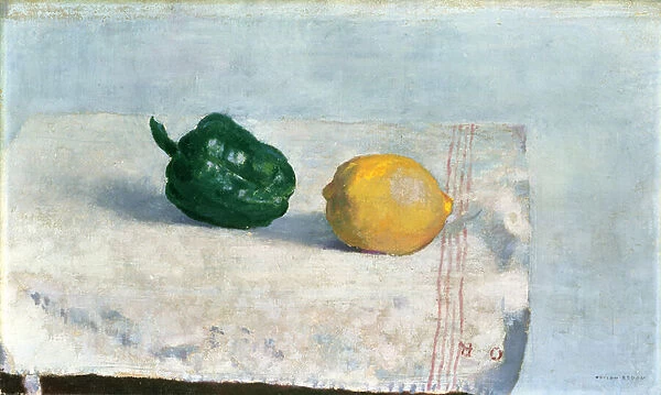 Pepper and Lemon on a White Tablecloth, 1901 (oil on canvas)