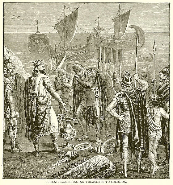 Phoenicians bringing Treasures to Solomon (engraving)
