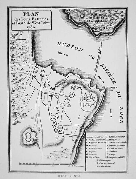 Plan of West Point, the key fort that Benedict Arnold plotted to deliver to the British