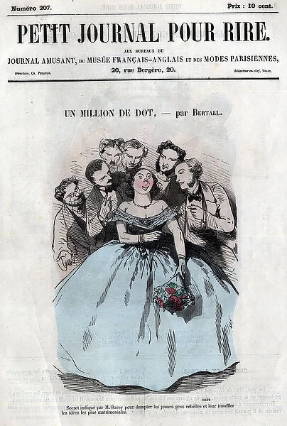Political and social cartoon during the Second Empire. 'A million dowry'