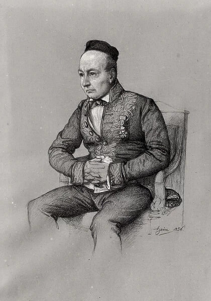 Portrait of Charles Augustin Sainte-Beuve (1804-69) 1856 (chalk on paper) (b  /  w photo)