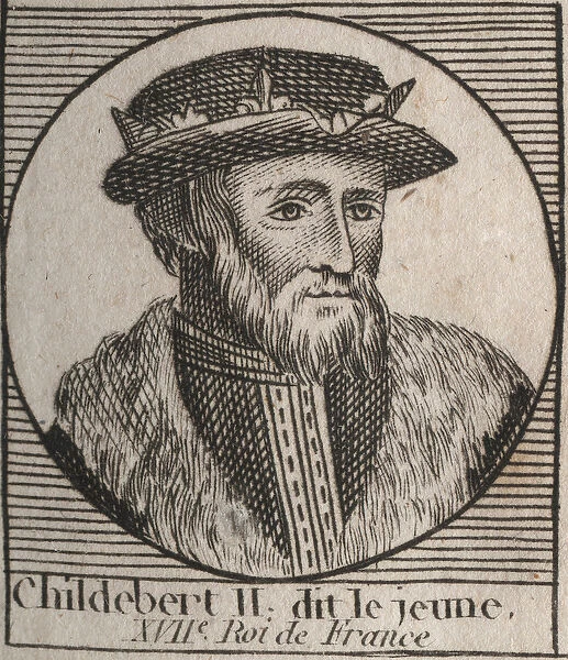 Portrait of Childebert II (c. 570 - 596), King of Austrasia - Childebert II 570 to 595