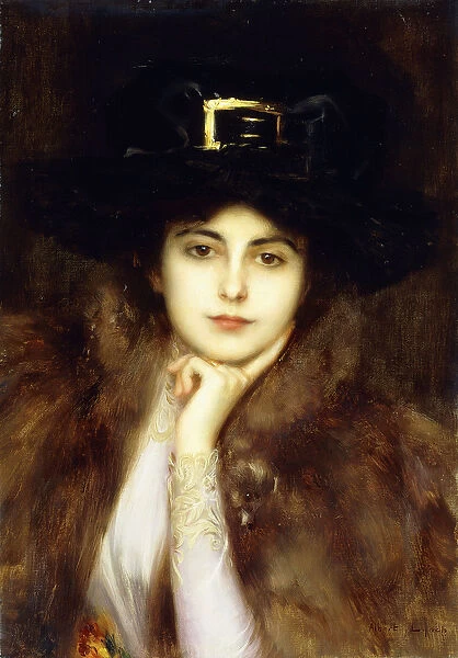 Portrait of an Elegant Lady, (oikl on canvas)