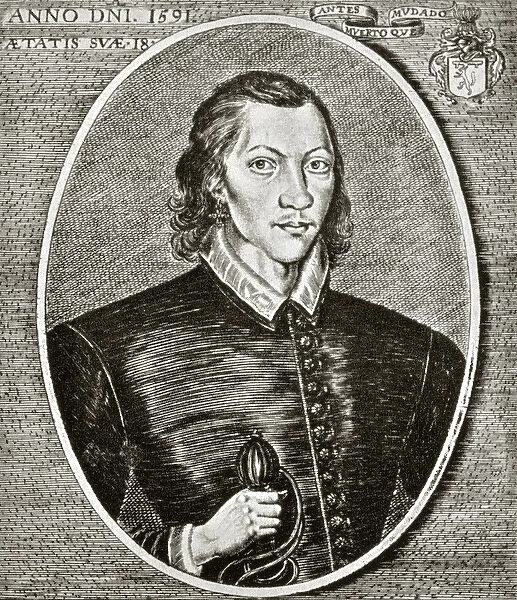 Portrait of John Donne, dated 1591, frontispiece to The Poems of John Donne