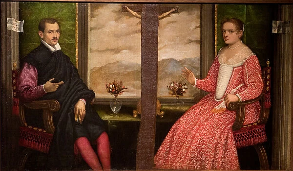 Portrait of young couple, XVI century (oil on canvas)