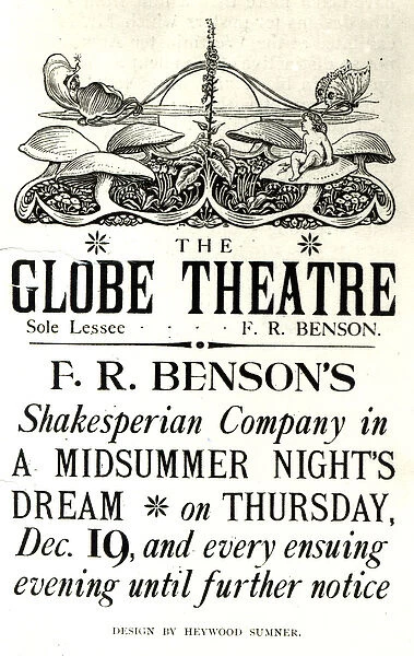 Poster advertising A Midsummer Nights Dream by William Shakespeare