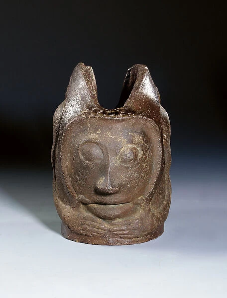Pot in the form of a grotesque head, c. 1895 (glazed earthenware)
