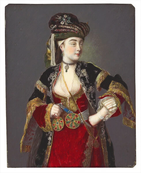 Presumed portrait of Laura Tarsi in Turkish dress (bodycolor on ivory)