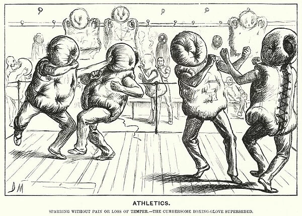 Punch cartoon: Athletics - an alternative to the boxing glove (engraving)