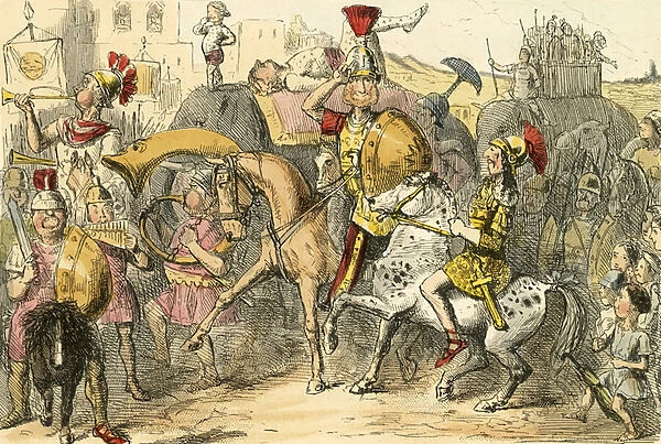 Pyrrhus arrives in Italy with his troupe