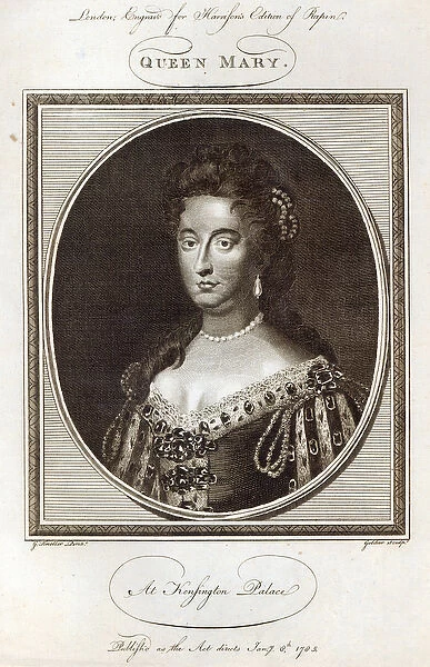 Queen Mary at Kensington Palace, engraved for Harrisons Edition of Rapin, published
