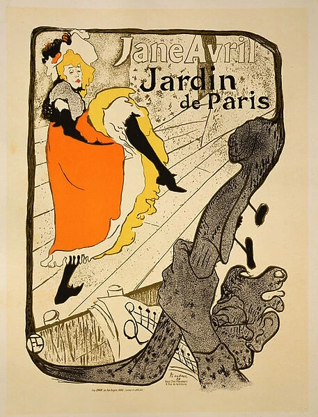 Reproduction of a poster advertising Jane Avril at the Jardin de Paris