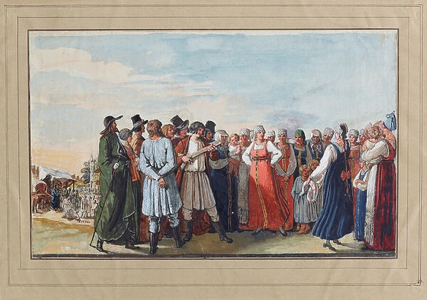 Russian Dance, by Oeri, Hans Jakob, 1817-8 (watercolour on paper)