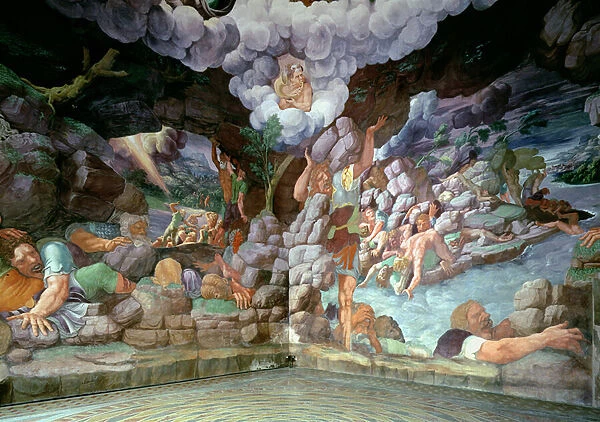 Sala dei Giganti, view of two walls showing the destruction of the rebellious giants by