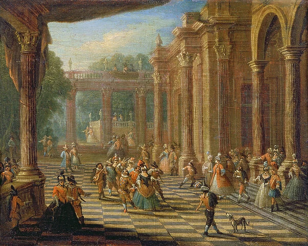 Scene at a Masked Ball (oil on canvas)