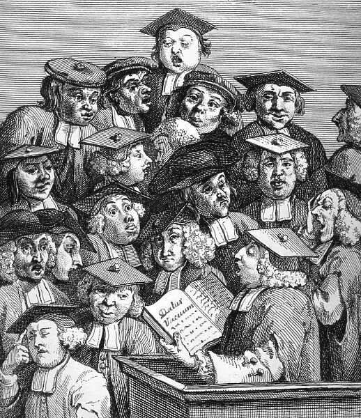 Scholars at a Lecture, 20th January 1736-37 (engraving) (b  /  w photo)