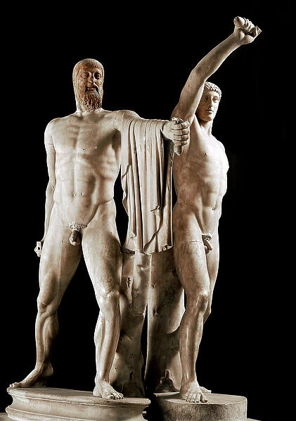 Sculpture of the tyrannoctones Harmodios and Aristogiton of Athenes (both dead in 514 BC