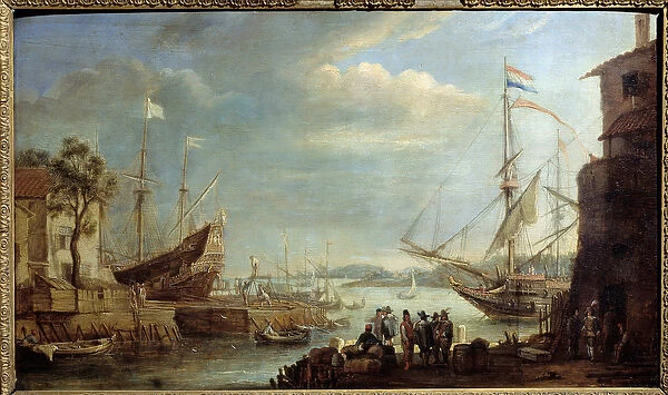 Sea port in the 17th century Painting by Cornelius de Waez (1592-1667
