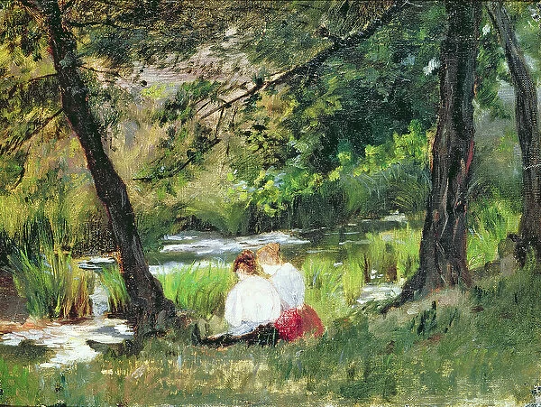 Two Seated Women (oil on canvas)