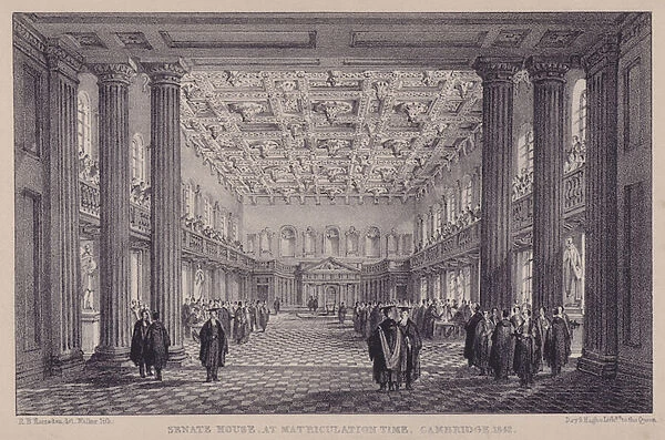 Senate House, at matriculation time, Cambridge, 1842 (litho)
