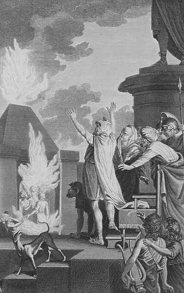Shadrach, Meshach, and Abednego cast into the Fiery Furnace (engraving)
