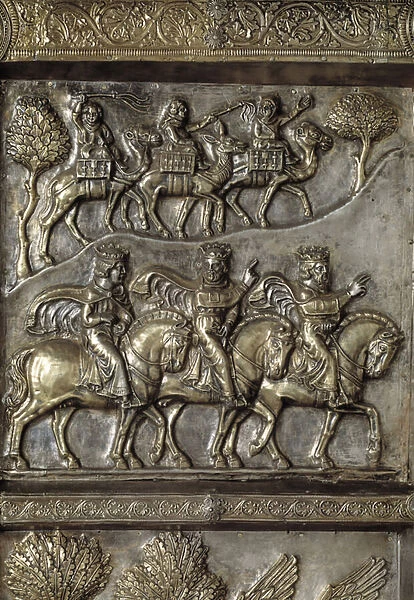 Silver Altar of Saint James the Major. Detail of the antependium with stories of new testament, travel of the magi, 1287-1456