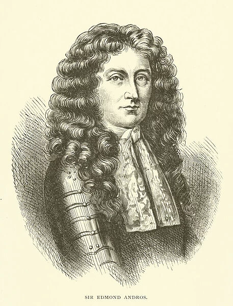 Sir Edmund Andros, English colonial governor in North America (engraving)