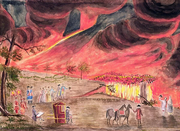 Sir William Hamilton (1730-1803) Studying the Eruption of Vesuvius in 1771 (w  /  c on paper)