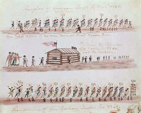 Three sketches depicting events in American history (w  /  c on paper)