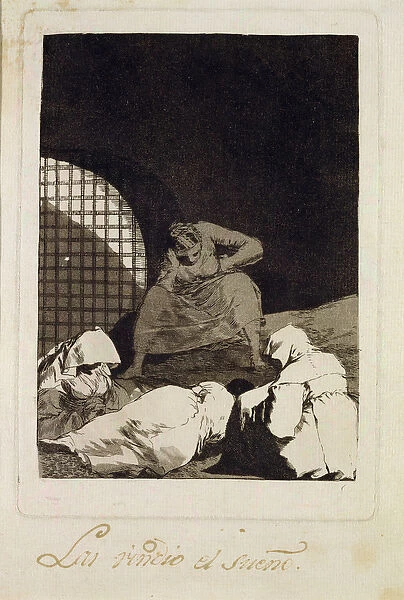 Sleep overcomes them, plater 34 of Los caprichos, 1799 (etching)