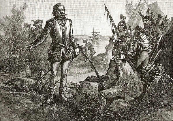 Smith trading with the Indians, from A Brief History of the United States, published by A