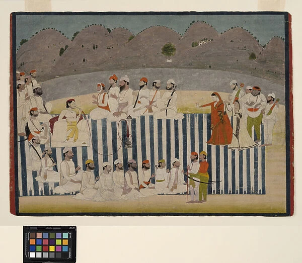 The son of Bahadur Singh watches a nautch, c. 1800 (opaque w  /  c and gold on paper)