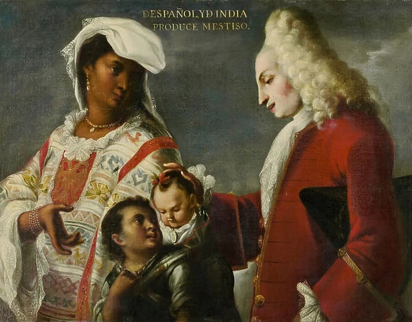 Spaniard and Indian Produce a Mestizo, c. 1715 (oil on canvas)