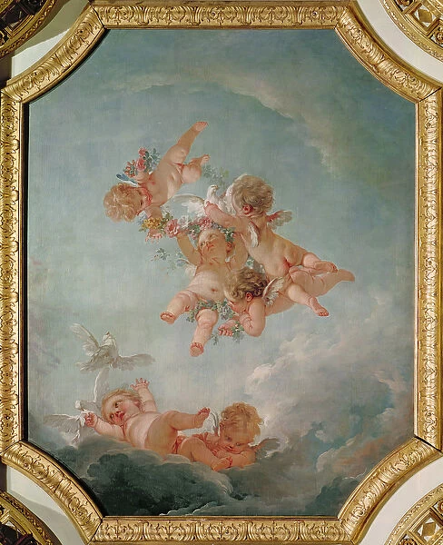 Spring, from a series of the Four Seasons in the Salle du Conseil (oil on canvas)
