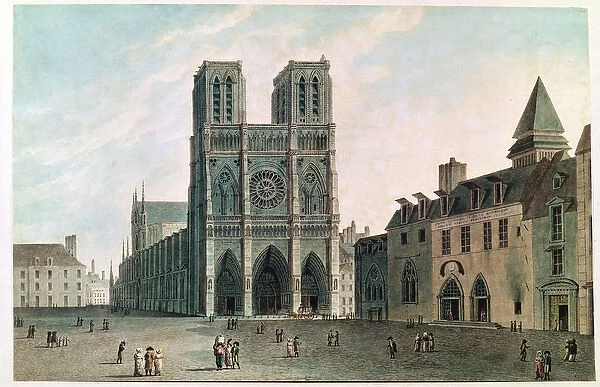 The Square in Front of Notre-Dame at the Time of the Consulat, 1799-1804 (coloured