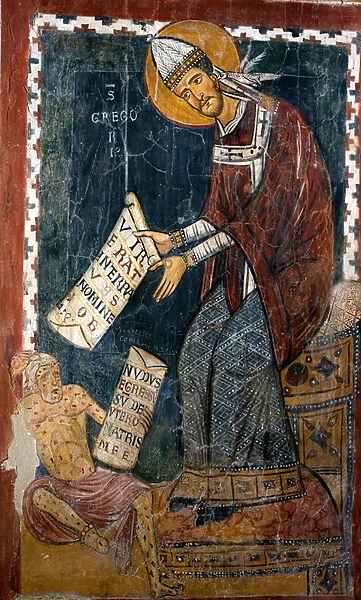 St. Gregory the Great, with Job at his feet, c. 1224 (fresco)