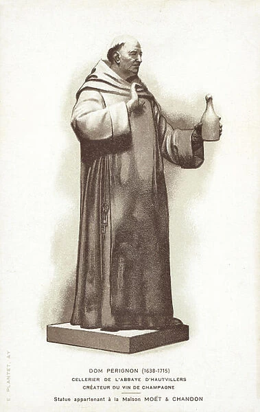 Statue of Dom Perignon (litho)