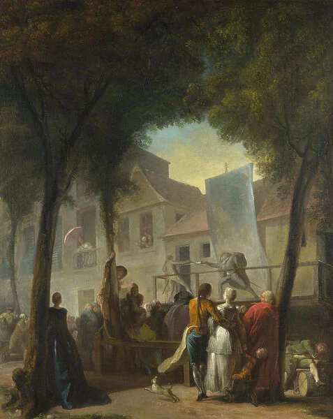 A Street Show in Paris, 1760 (oil on canvas)