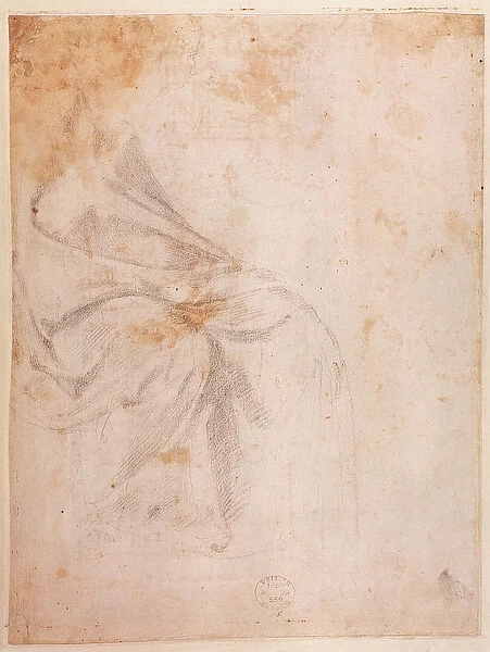 Study of Drapery (black chalk on paper) c. 1516 (verso) (for recto see 191775)