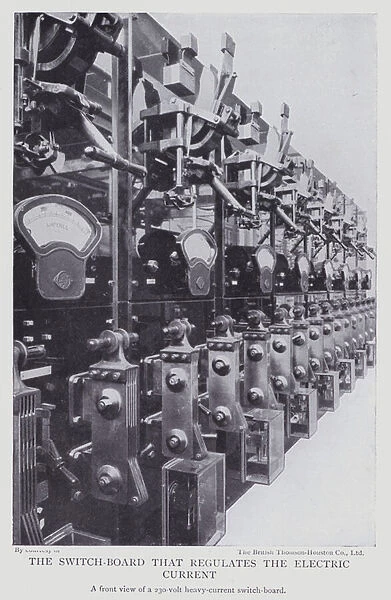 The switch-board that regulates the electric current (b  /  w photo)